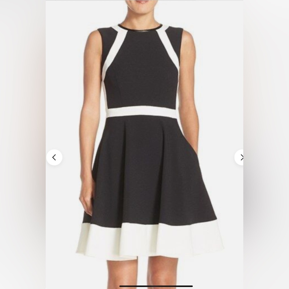 Vince Camuto Elegant Black and White Sleeveless Dress